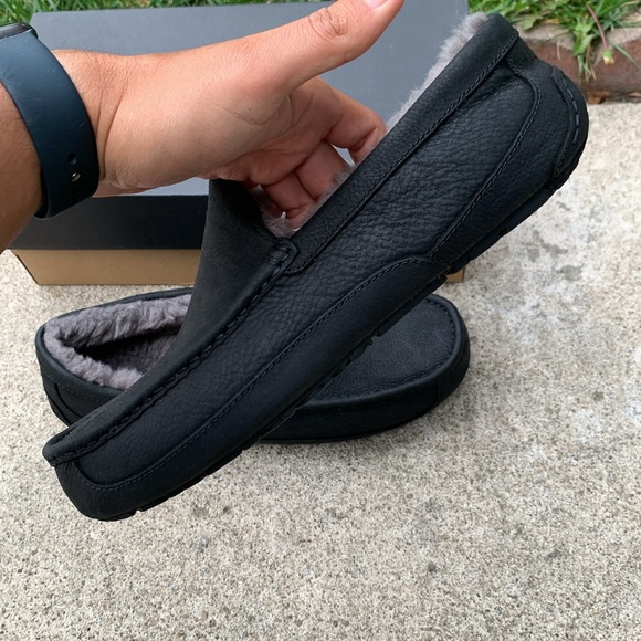 UGG Mens Slippers Ascor Leather Size 11 & Size 8 Black Nwt - Picture 4 of 8